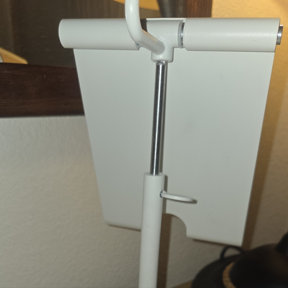 Adjustable Tablet Stand With Accessory Hanger And Cork Surface - Silver & White - Picture 10 of 10